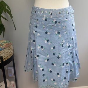 American Eagle Outfitters Blue Cherry Print A-Line Skirt